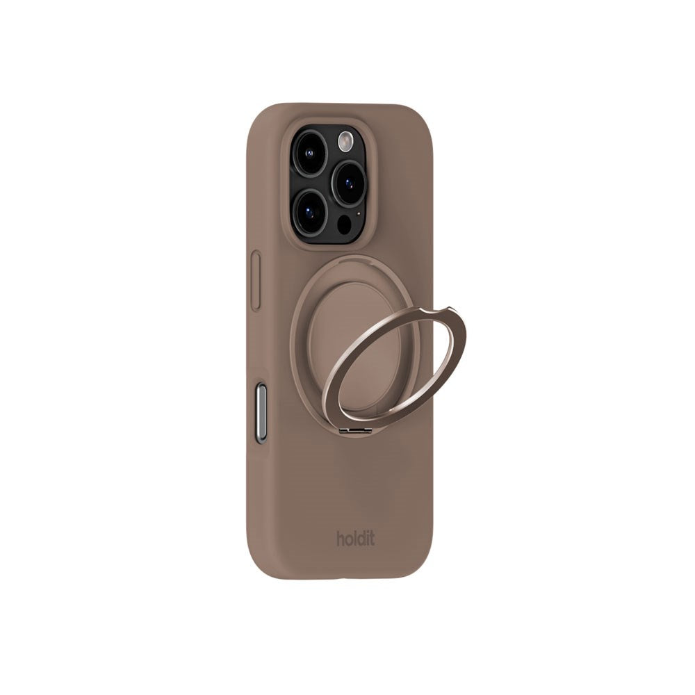 iPhone 16 Pro Max Holdit Silicone Stand Case - Mocha Brown
