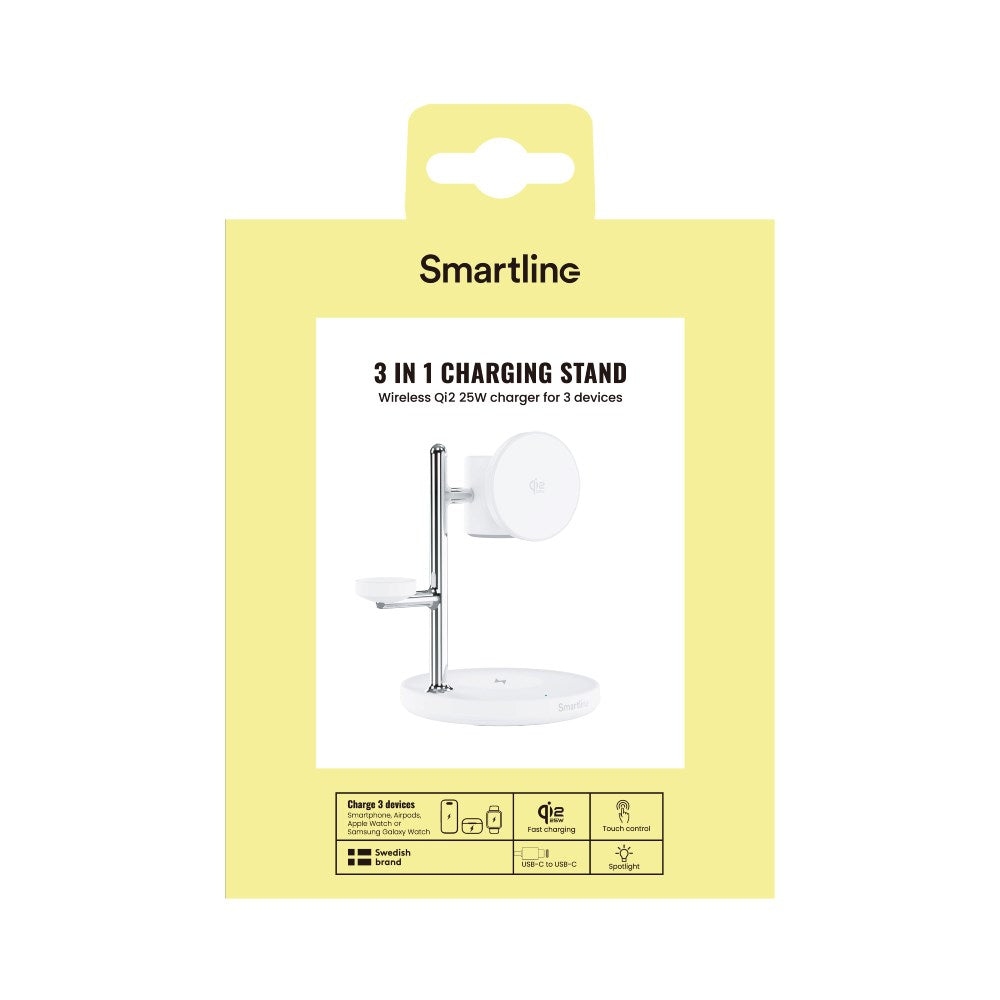 Smartline 3-in-1 Wireless Charger 25W - Qi2 Compatible - White