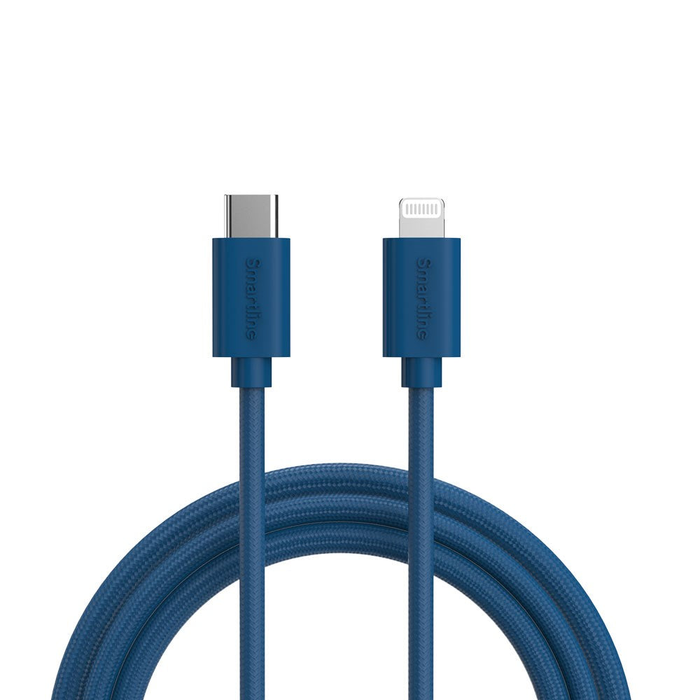 Smartline (3A/27W) USB-C to Lightning Braidy Cable 2m - Dark Blue