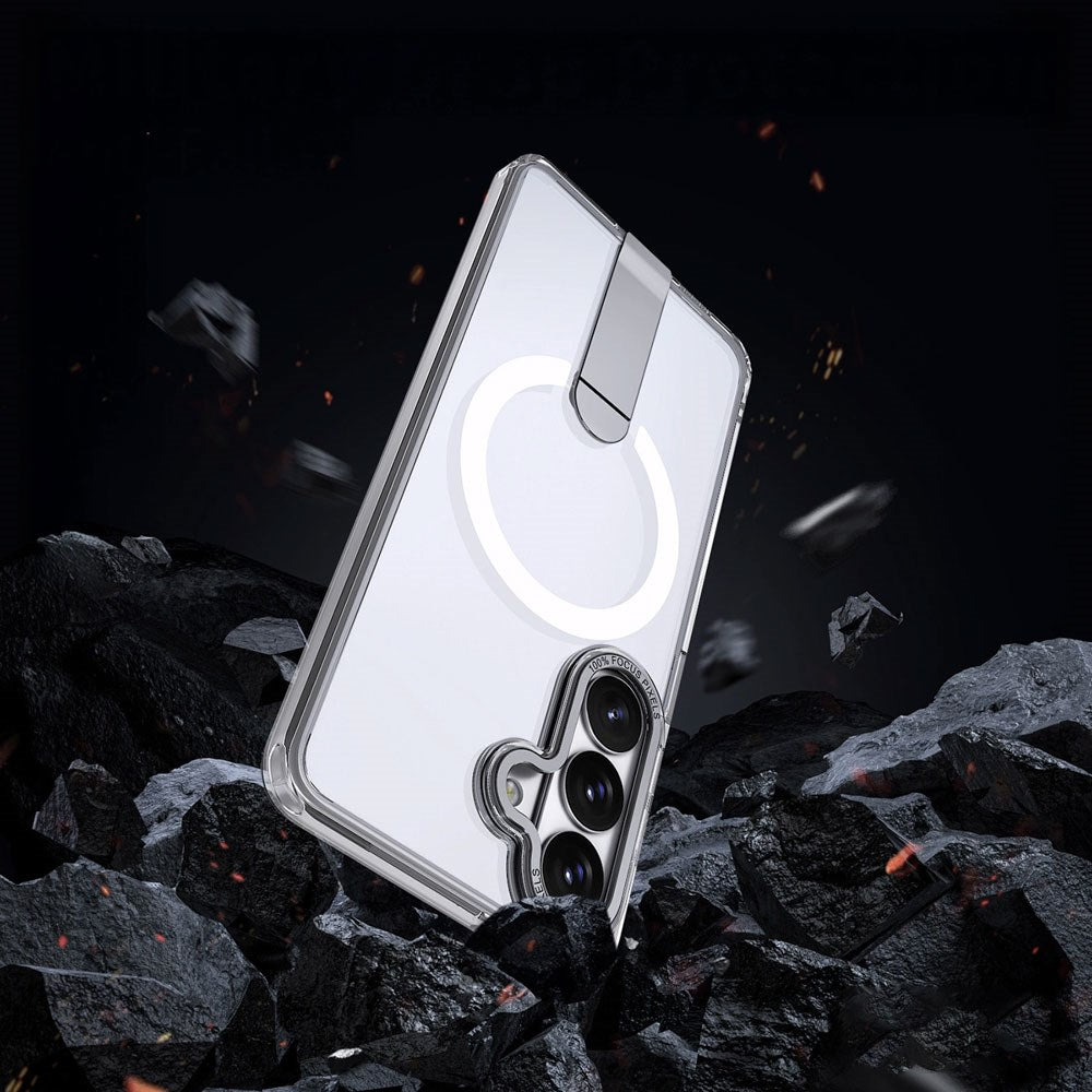 Samsung Galaxy S26 Hurtel Hybrid Armor X Case with Kickstand – MagSafe Compatible – Transparent