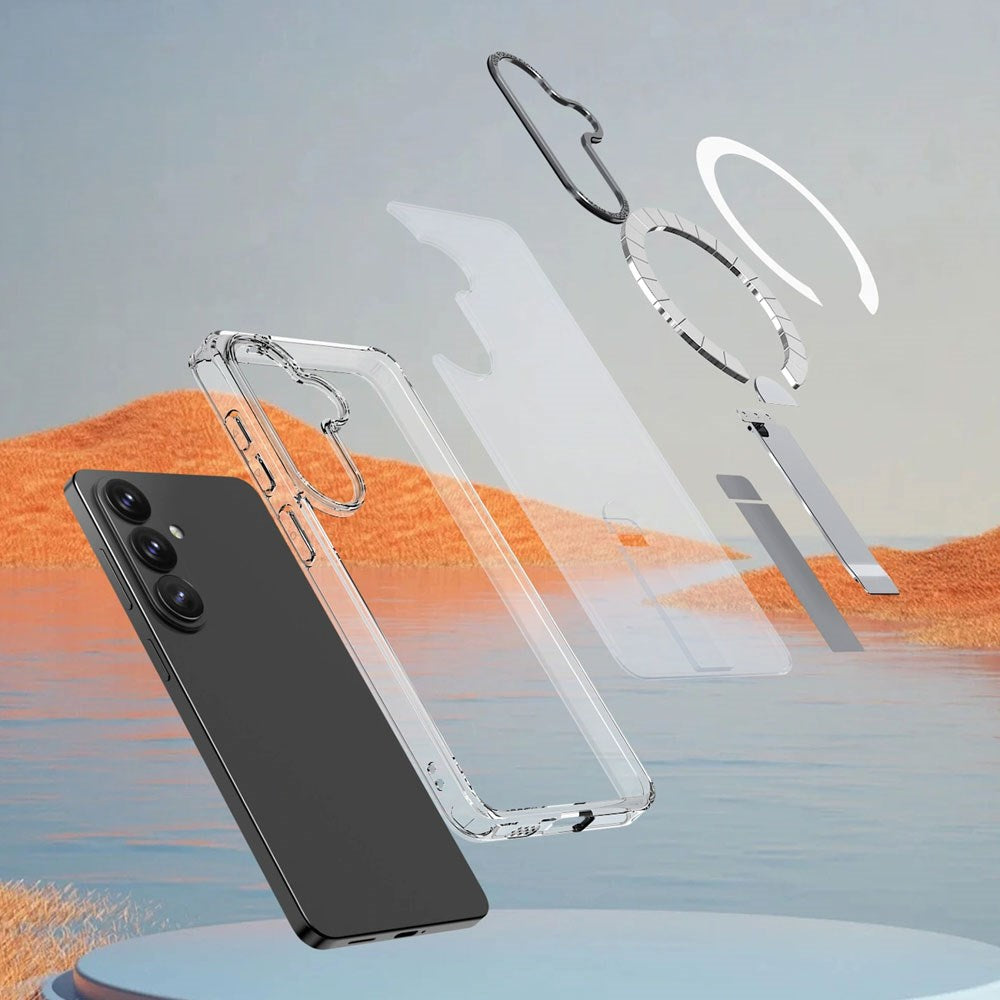 Samsung Galaxy S26 Hurtel Hybrid Armor X Case with Kickstand – MagSafe Compatible – Transparent