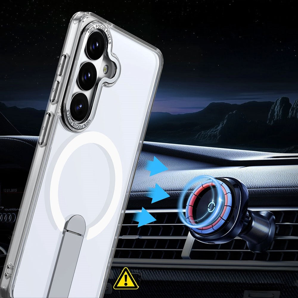 Samsung Galaxy S26 Hurtel Hybrid Armor X Case with Kickstand – MagSafe Compatible – Transparent