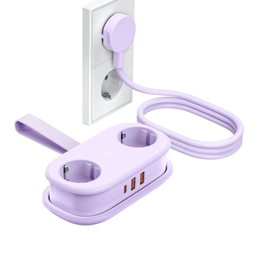 ORICO 20W 5-in-1 Power Strip with 2 x Schuko 2 x USB-A 1 x USB-C - Purple