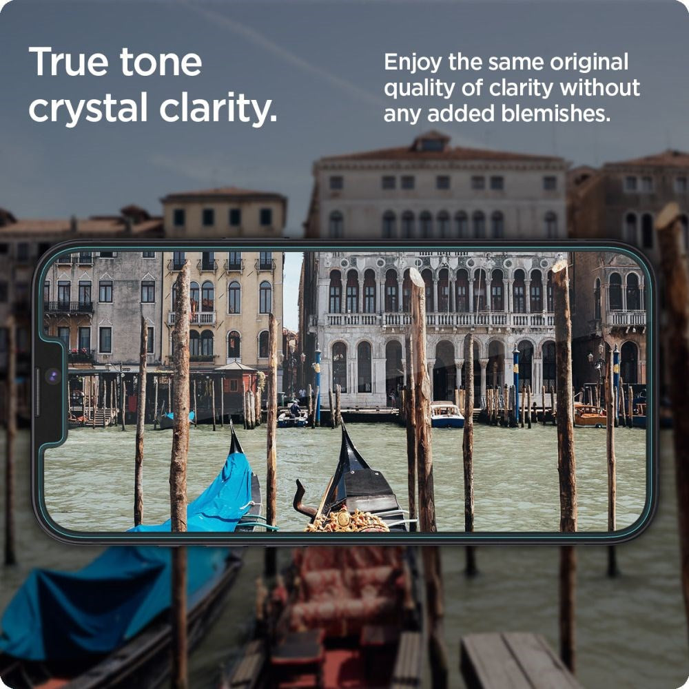 iPhone 16e / 14 / 13 / 13 Pro Spigen EZ Fit Glas.tR Screen Protection 2. Pcs - Case Friendly - Transparent