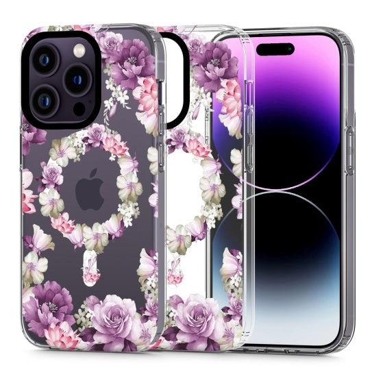 iPhone 14 Pro Tech-Protect MagMood Case - MagSafe Compatible - Rose Floral
