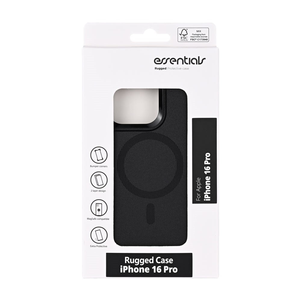 iPhone 16 Pro Essentials Rugged Case - MagSafe Compatible - Black