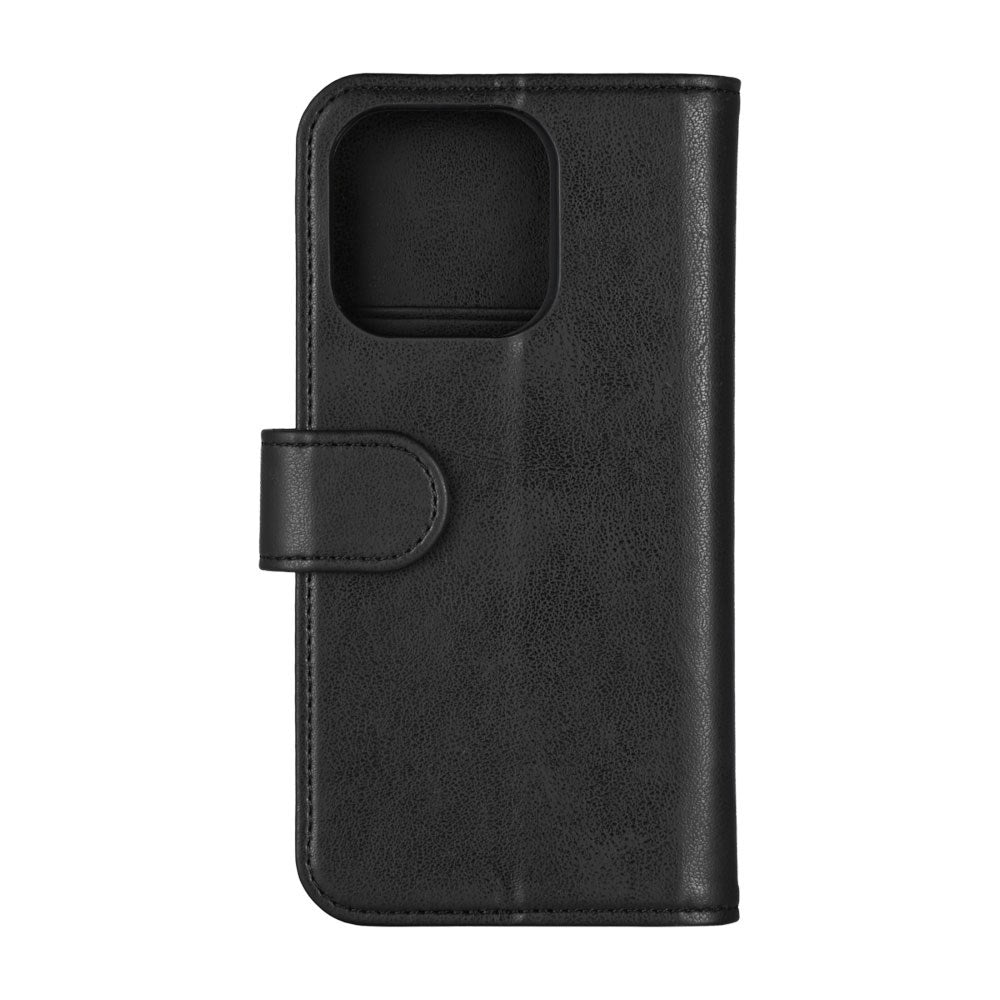 iPhone 16 Pro Essentials Faux Leather Flip Case with Card Holder & Stand Function - Black