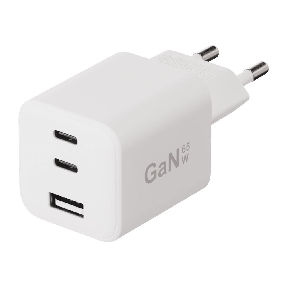 X2O 65W GaN Wall Charger with 2x USB-C & 1x USB-A - White