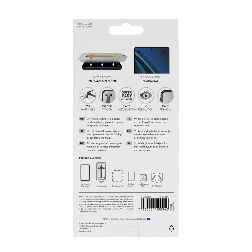 Samsung Galaxy S26+ (Plus) X2O 9H Full Fit Tempered Screen Protector Glass - Transparent