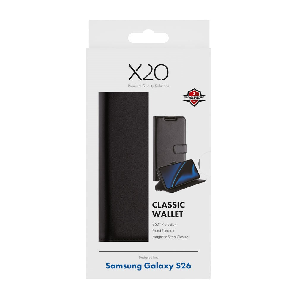 Samsung Galaxy S26 X2O Classic Wallet Flip Case - Black