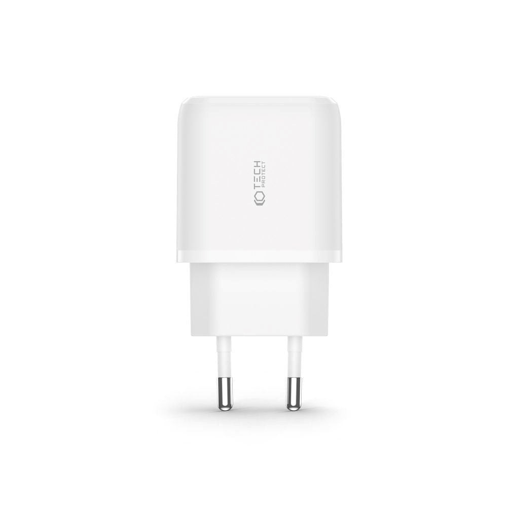 Tech-Protect 20W Wall charger with 1 x USB-C & 1 x USB-A - Power Delivery - White