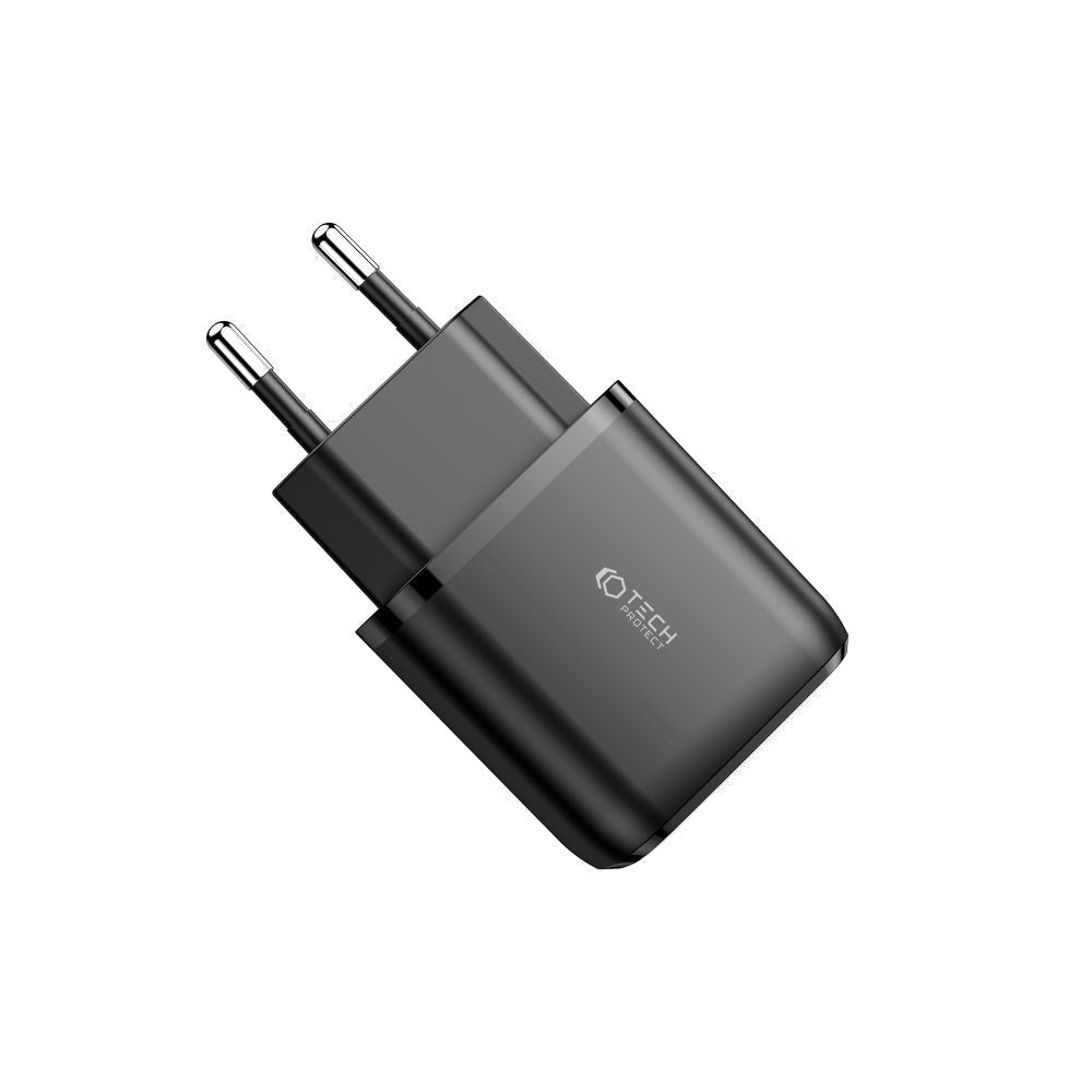 Tech-Protect 20W Wall Charger w. 1 x USB-C & 1 x USB-A - Black