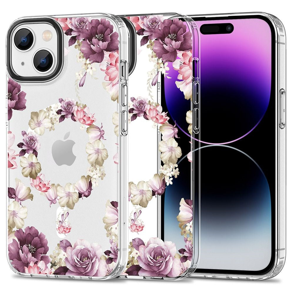 iPhone 15 Tech-Protect MagMood Case - MagSafe Compatible - Rose Floral
