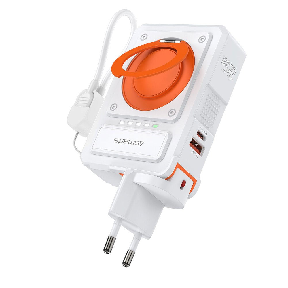 4smarts 6-in-1 10,000mAh Hybrid Powerbank / Wireless Charger / Travel Adapter - White / Orange