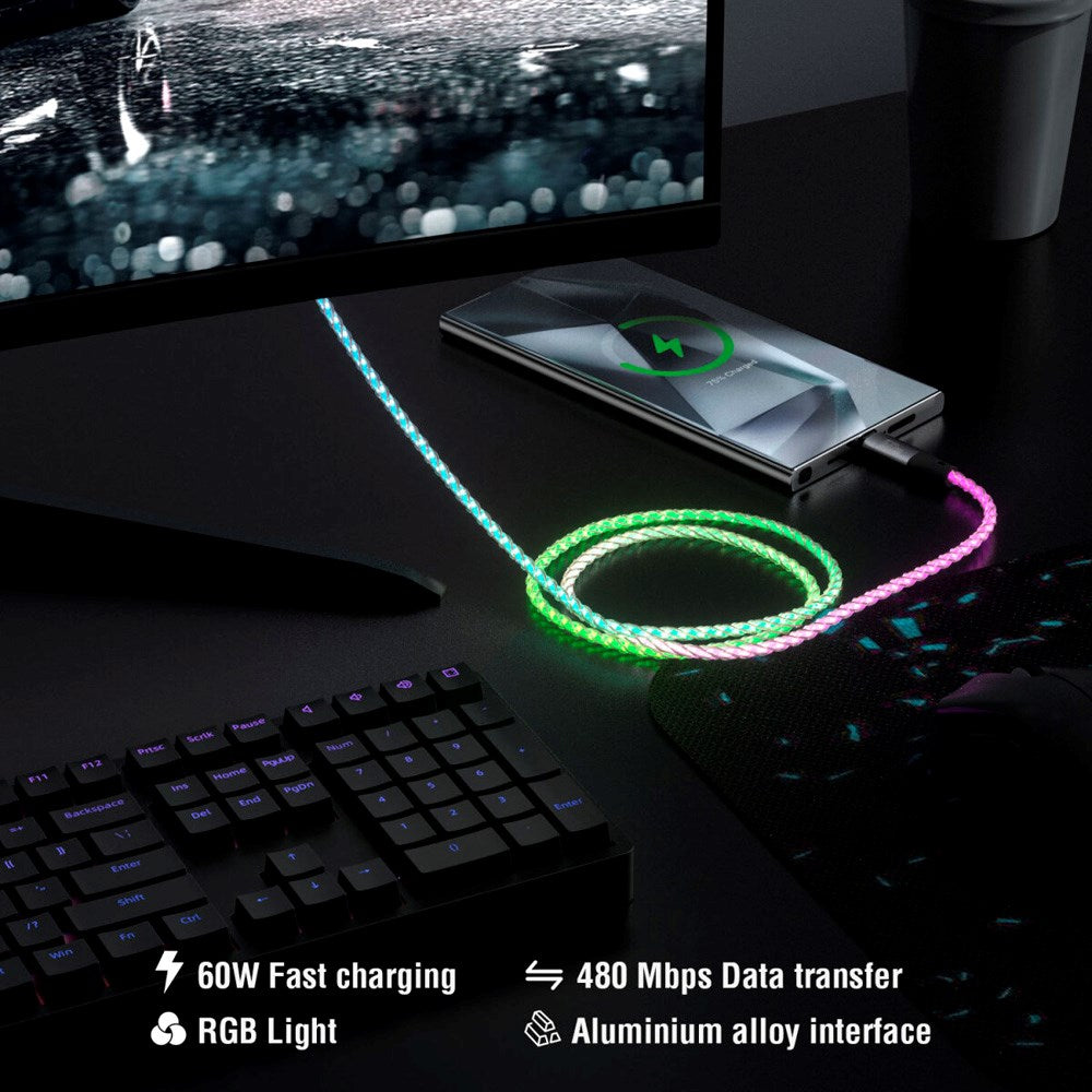 4smarts RGBCord USB-C Cable 60W - 1.5m - Multicolored