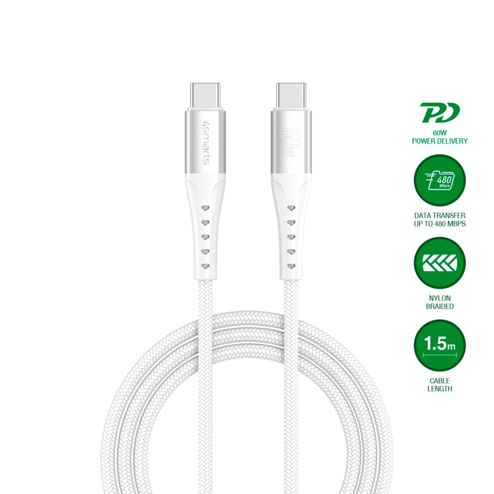 4smarts PrimeCord USB-C to USB-C Cable 60W - 1.5 m - White
