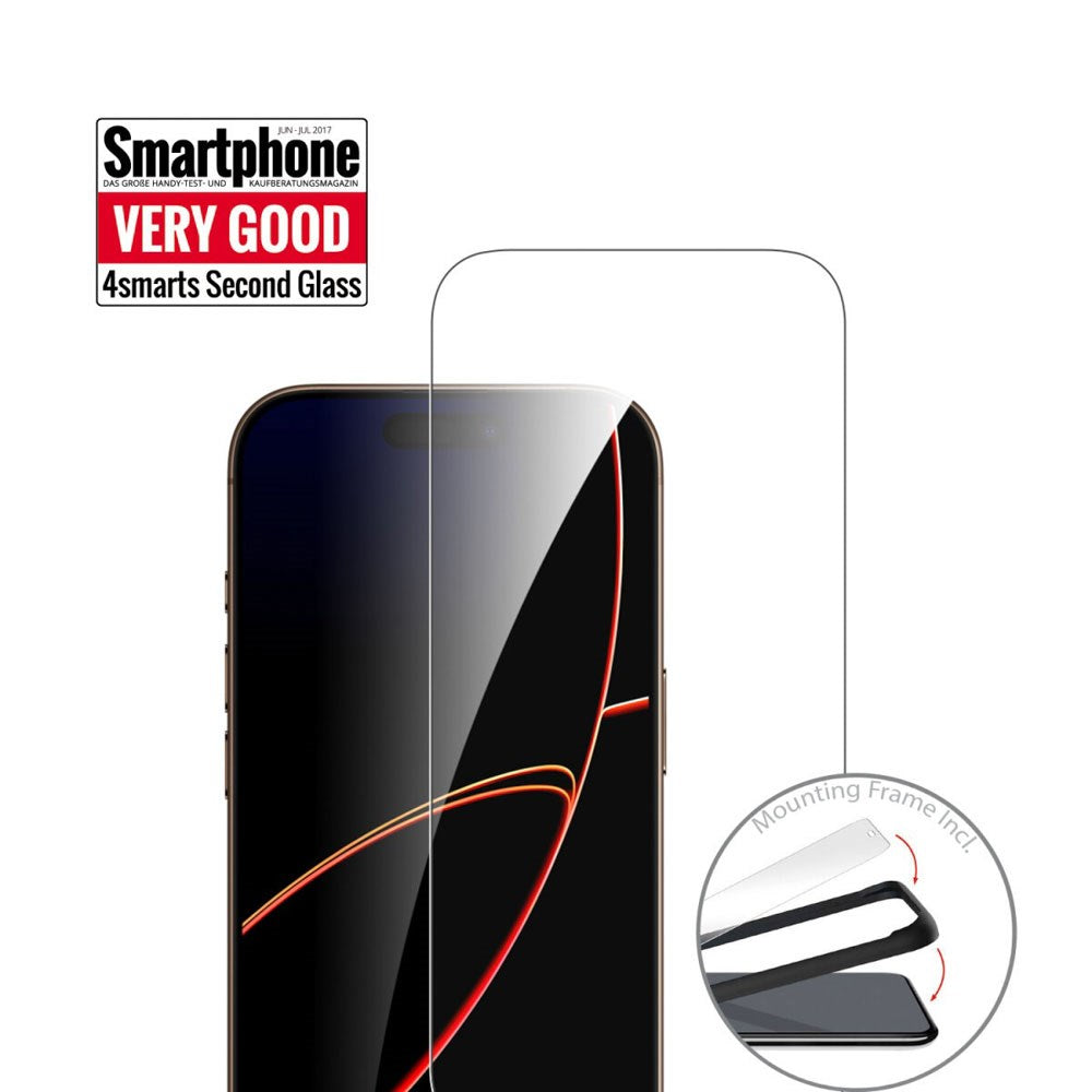 iPhone 17 Pro 4Smarts Second Glass Screen Protector with Mounting Frame - Case Friendly - Transparent