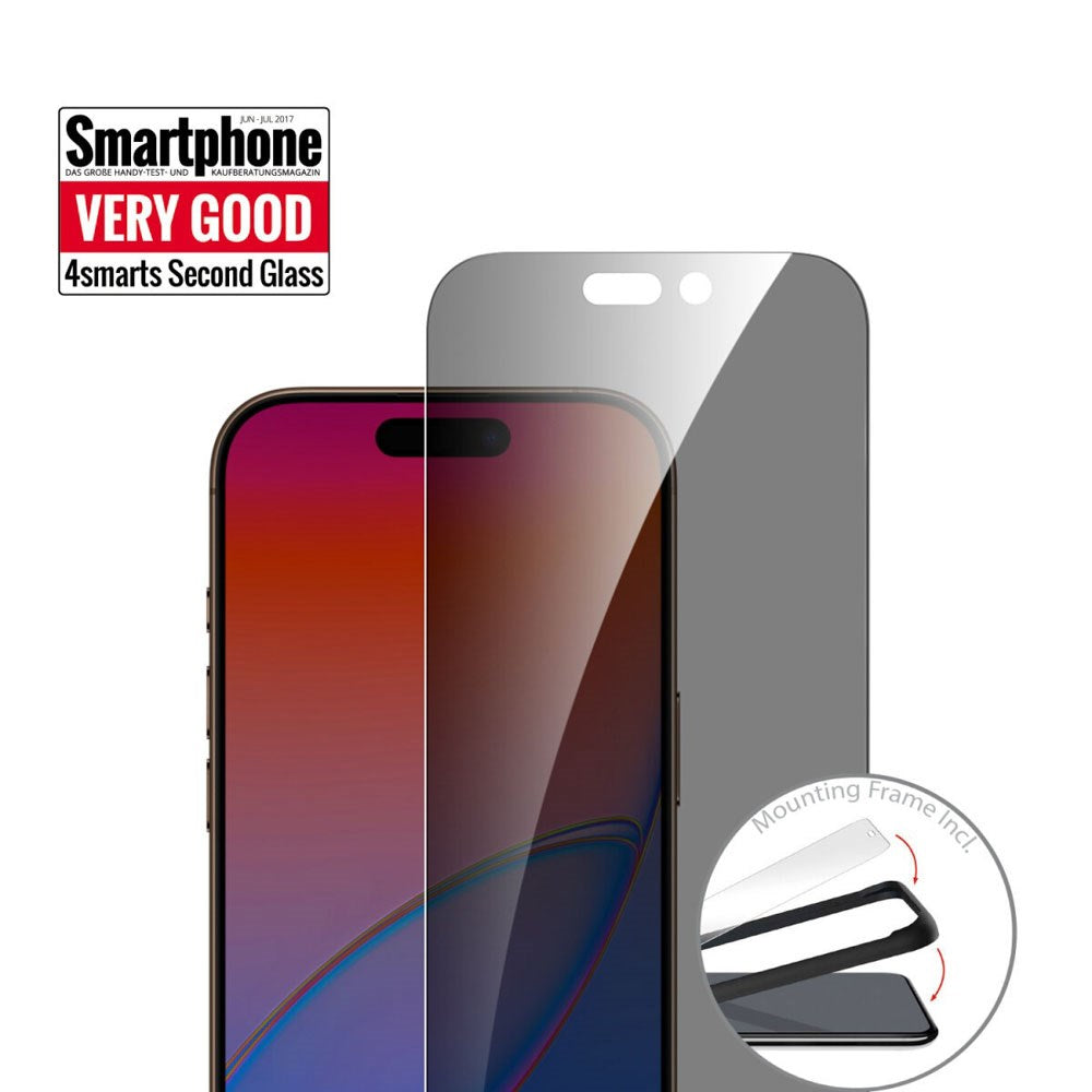 iPhone 17 4Smarts Second Glass Screen Protector with Mounting Frame - Privacy Function - Transparent