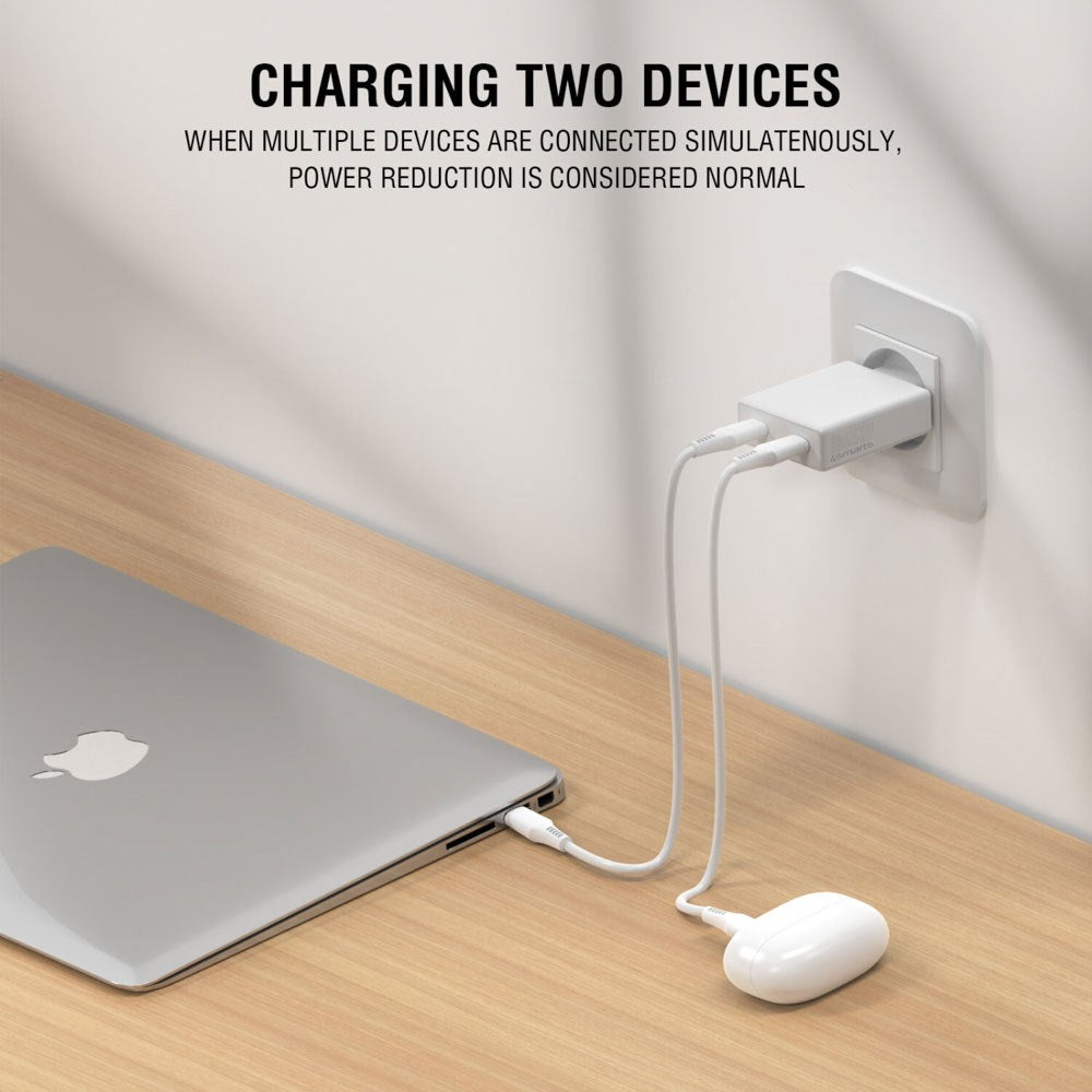4smarts PDPlug Slim 65W Wall Charger with 2 x USB-C - White