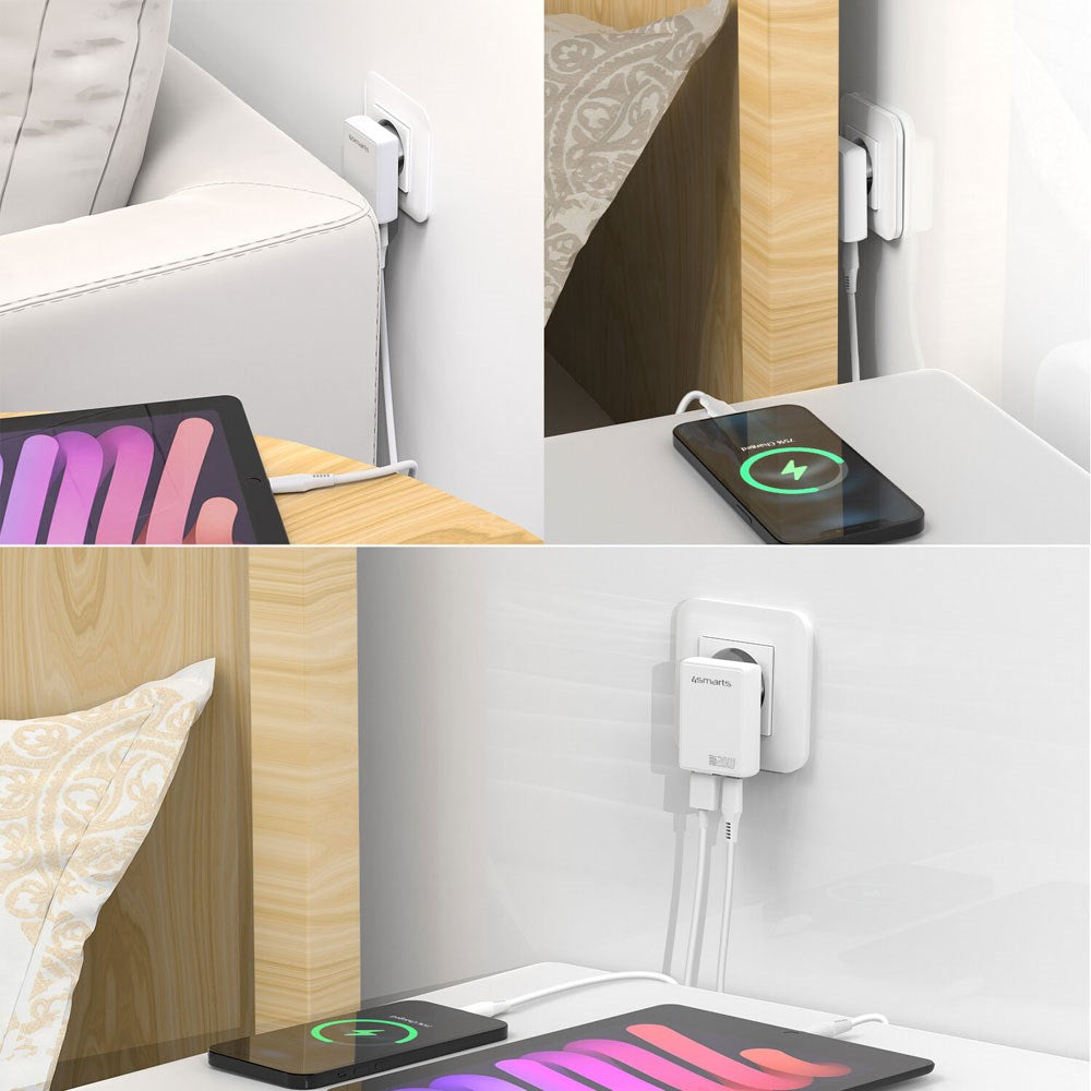 4smarts FlatPlug 20W Wall Charger with 1 x USB-C 1 x USB-A - White