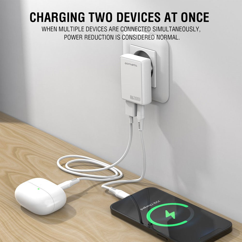 4smarts FlatPlug 20W Wall Charger with 1 x USB-C 1 x USB-A - White