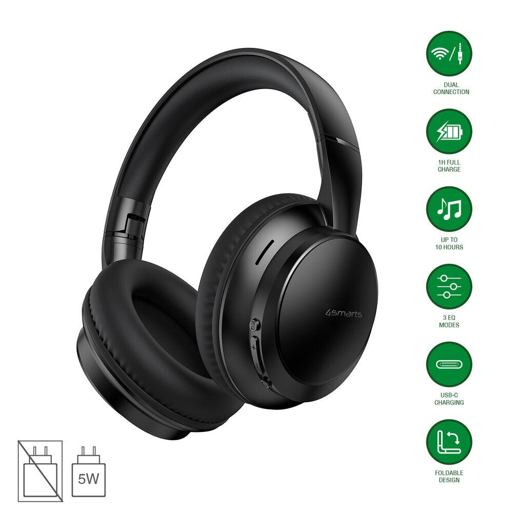 4smarts True Wireless SkyBuds Wave Headphones - Over-Ear - Black