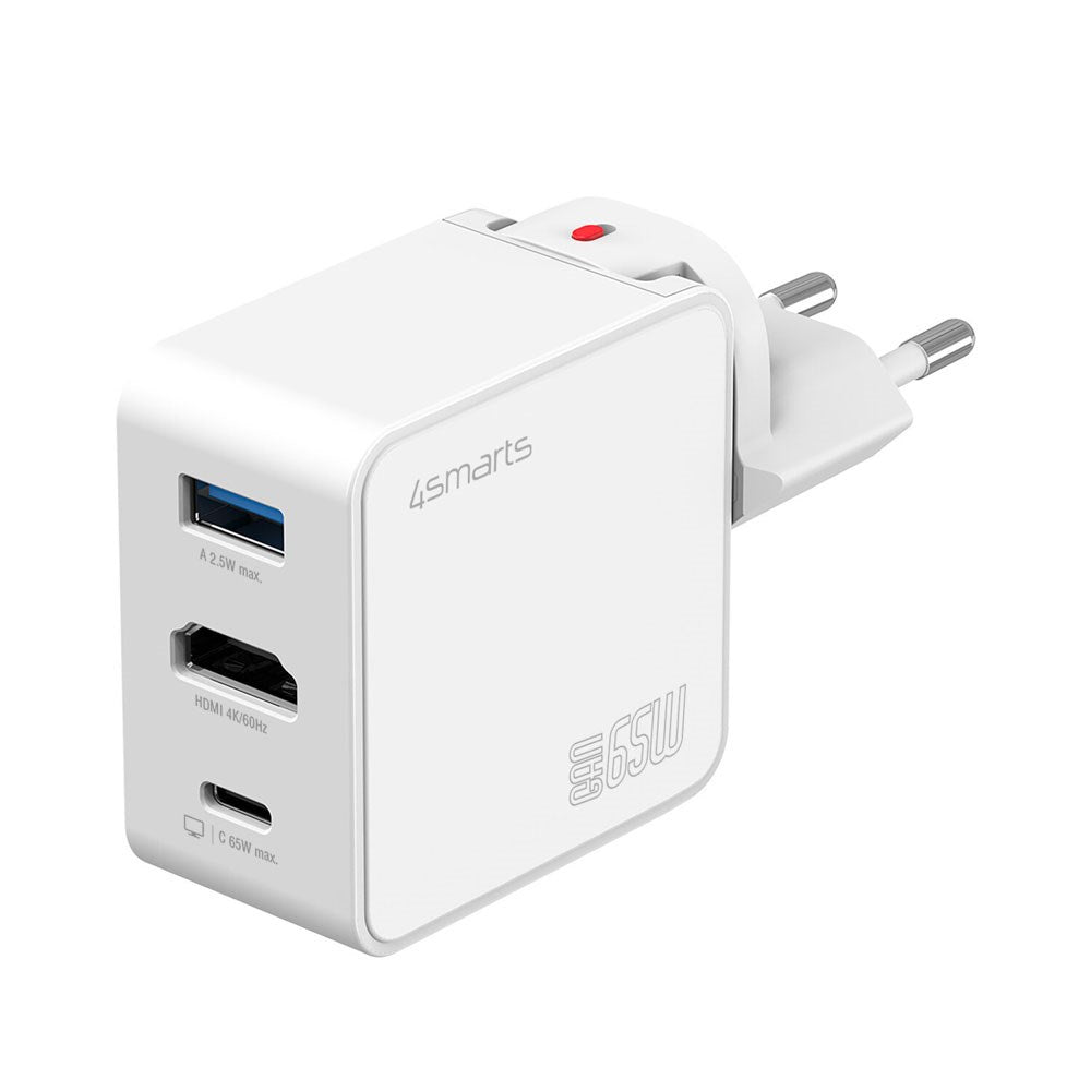 4smarts 3-in-1 HDMI Hub 65W Wall Charger - White