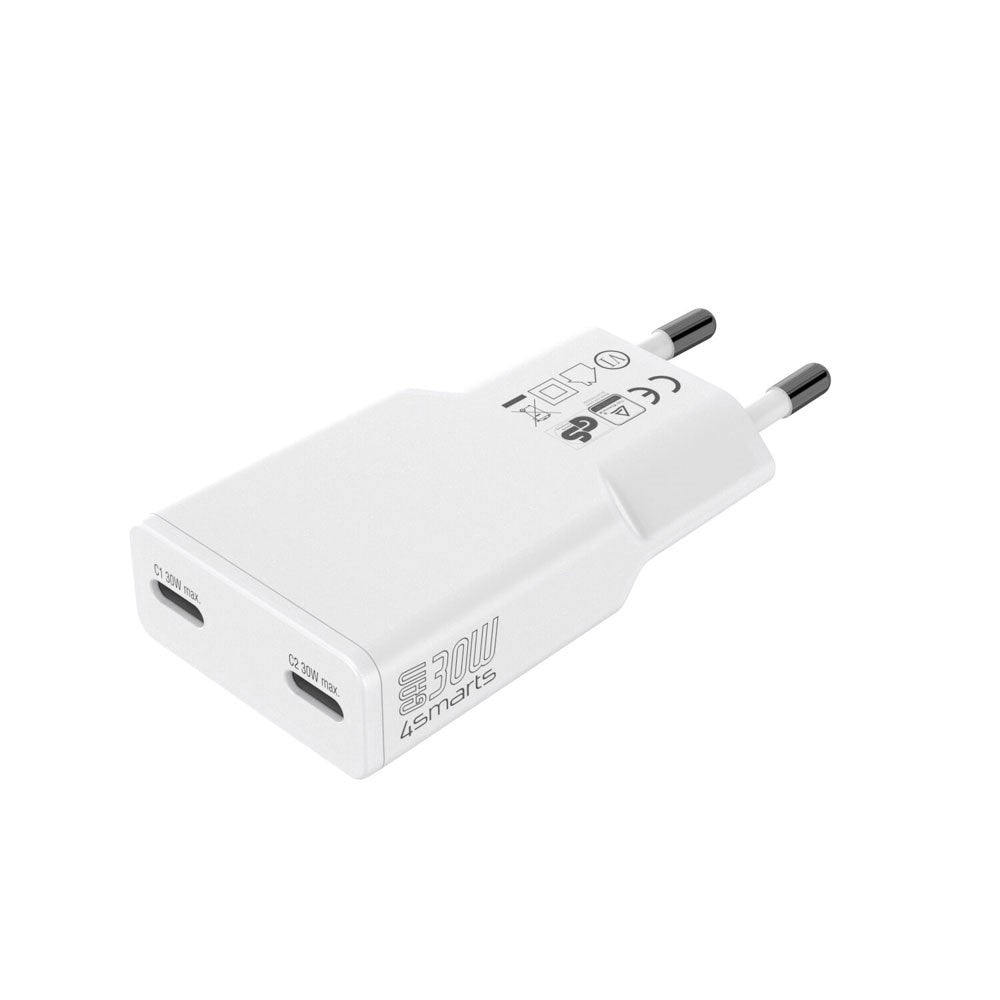 4smarts PDPlug Slim 30W Wall Charger with 2 x USB-C - White