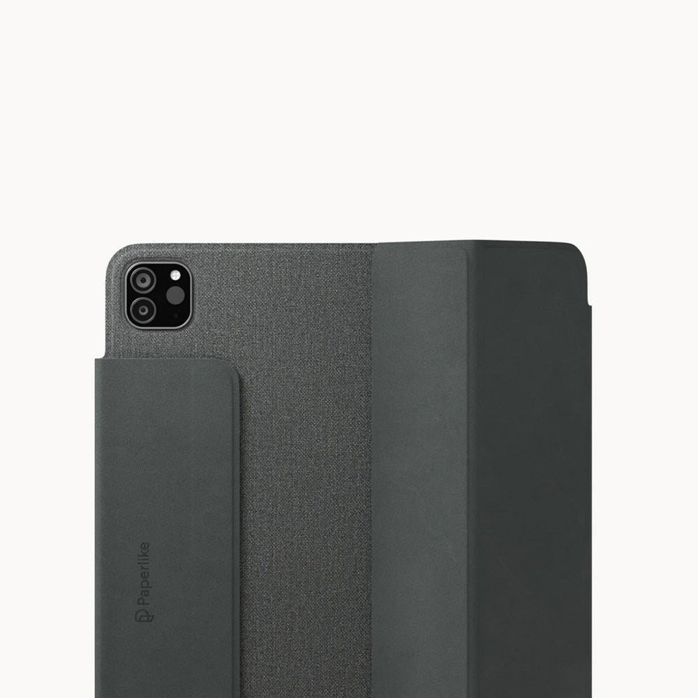 iPad Pro 12.9" (2022 / 2021 / 2020 / 2018) Paperlike+ Folio Bundle with Flipcover, Screen Protector & Stylus Pen Grip - Black / Transparent