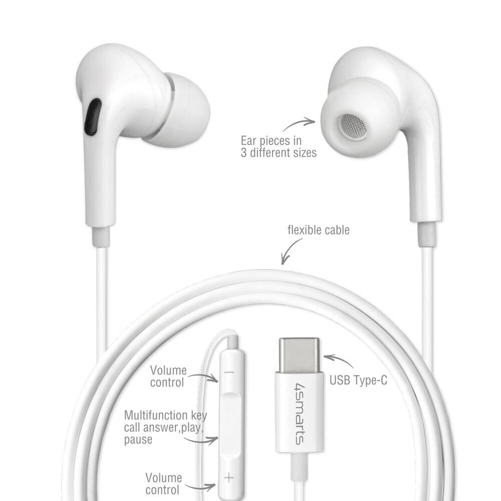 4smarts Melody Digital Basic Headphones with USB-C Cable - White