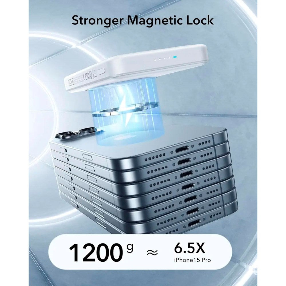 ESR Qi2 MagSlim PowerBank - 15W / 10.000 mAh - MagSafe Compatible - White