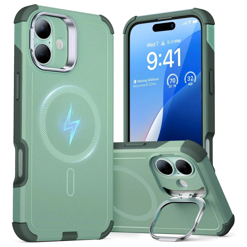 ESR iPhone 16 Cyber Armor Case with Kickstand - MagSafe Compatible - Green