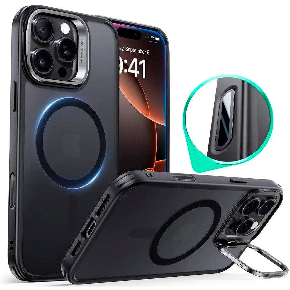 ESR iPhone 16 Pro Max Classic Hybrid Case with Kickstand - MagSafe Compatible - Matte Black