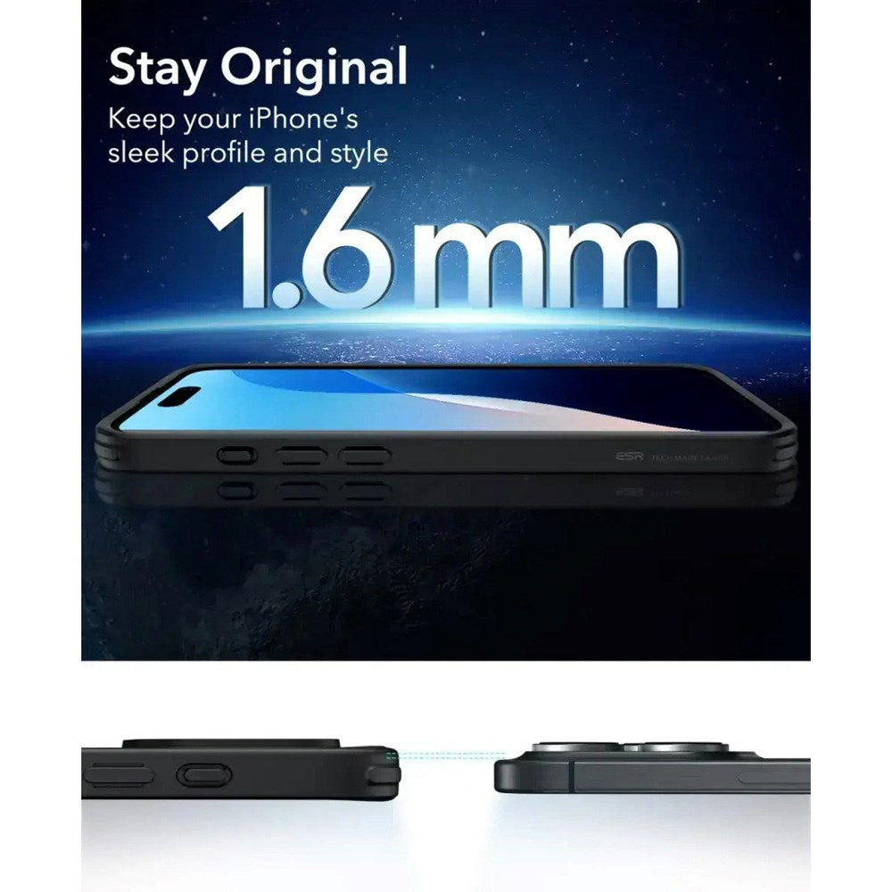 ESR iPhone 16 Pro Max Classic Hybrid Case with Camera Control Button - MagSafe Compatible - Matte Transparent / Black