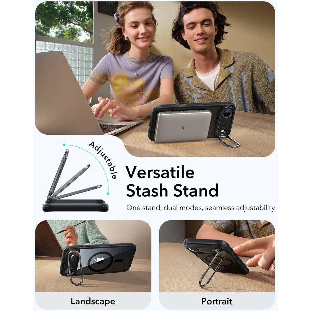 ESR iPhone Air Classic Hybrid Stash Case with Kickstand - MagSafe Compatible - Transparent / Black