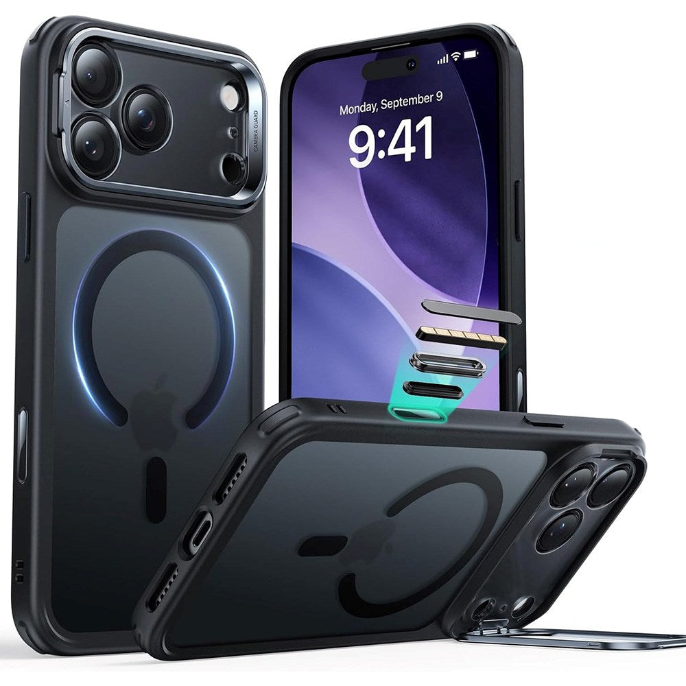 ESR iPhone 17 Pro Max Classic Hybrid Stash Case with Kickstand - MagSafe Compatible - Matte Black