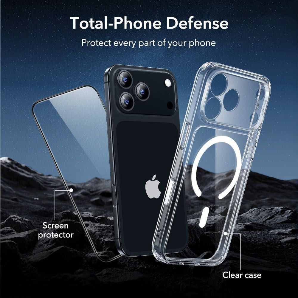 iPhone 17 Pro Max ESR Classic Hybrid Set with Back Case & Tempered Glass Screen Protector - MagSafe Compatible - Transparent