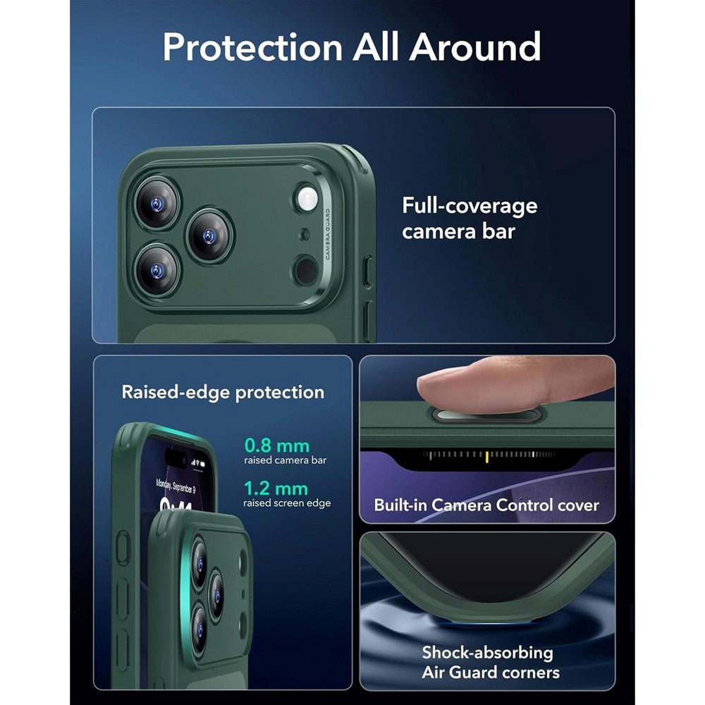 ESR iPhone 17 Pro Classic Hybrid Case with Camera Control Button - MagSafe Compatible - Matte Green