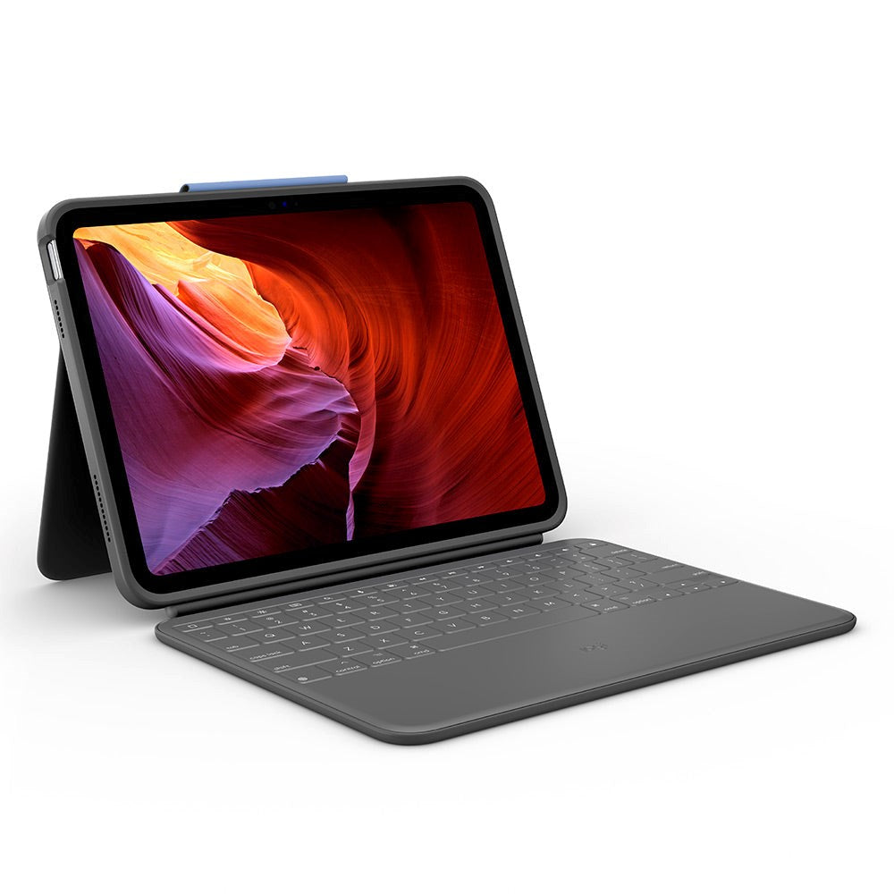 Logitech iPad 10.9" (2024/2022) Rugged Folio Keyboard (Danish/Nordic Keyboard with Case) - Oxford Grey