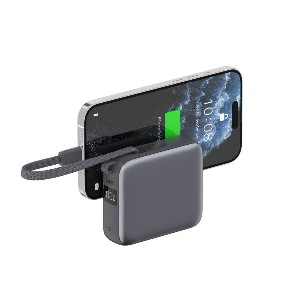 4smarts Pocket Dual Cord 22.5W PowerBank with Built-in USB-C Cable - 10.000 mAh - Space Grey