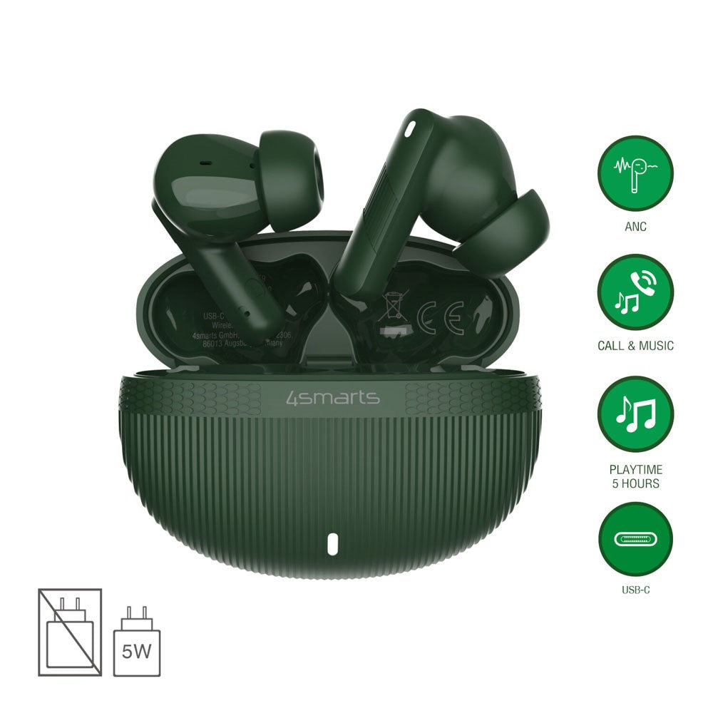 4smarts True Wireless SkyBuds Pro Headphones with Active Noise Cancellation - In-Ear - Green
