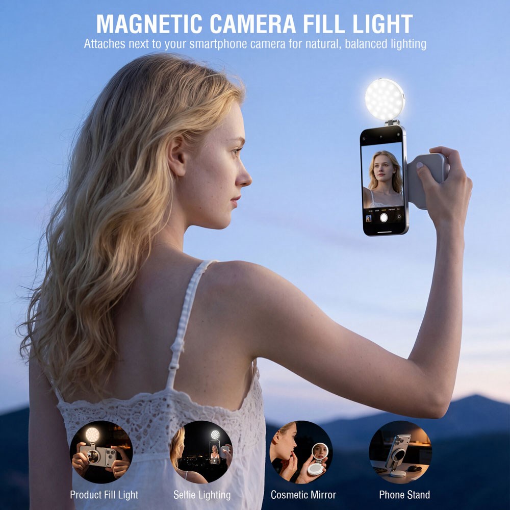4smarts Camera Grip for Smartphone with LED Light & Remote Control - White