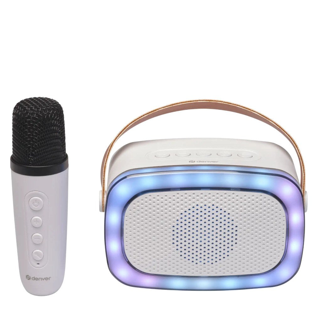 Denver BTM-610 Karaoke Set with Bluetooth Speaker & Microphone - White