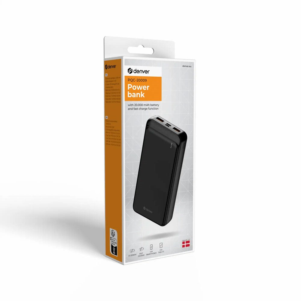 Denver PQC-20009 Powerbank 20,000mAh - 22.5W - Black