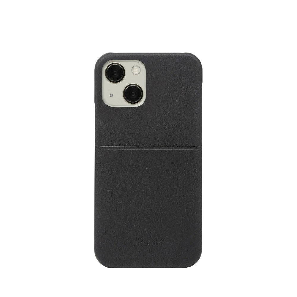 Trunk iPhone 13 Mini Genuine Leather Case with Card Pocket - Black