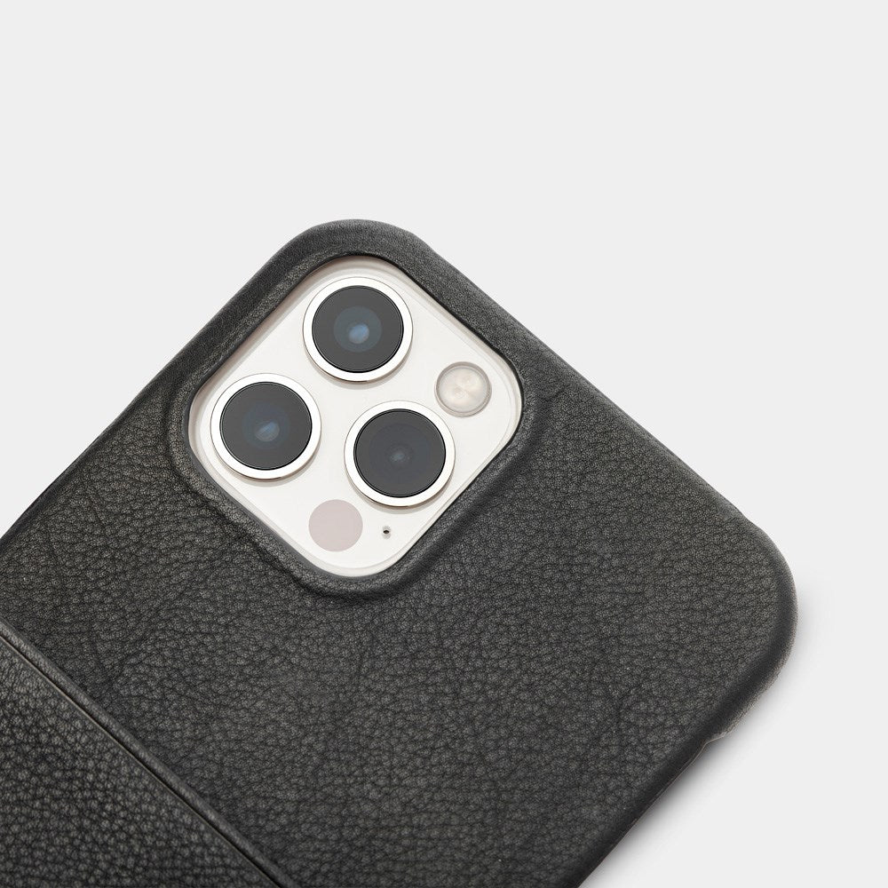 Trunk iPhone 13 Pro Genuine Leather Case with Card Pocket - Black