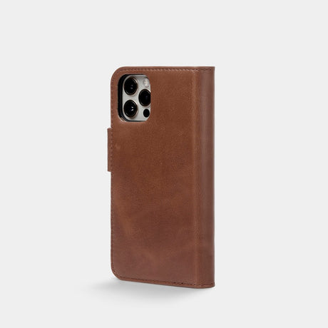 Trunk iPhone 13 Pro Genuine Leather Flip Case with Removable Back Case - Brown