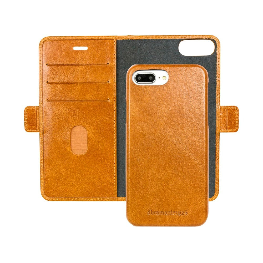 iPhone 8 Plus / 7 Plus / 6 Plus dbramante1928 Lynge 2-in-1 Genuine Leather Flip Case - Tan