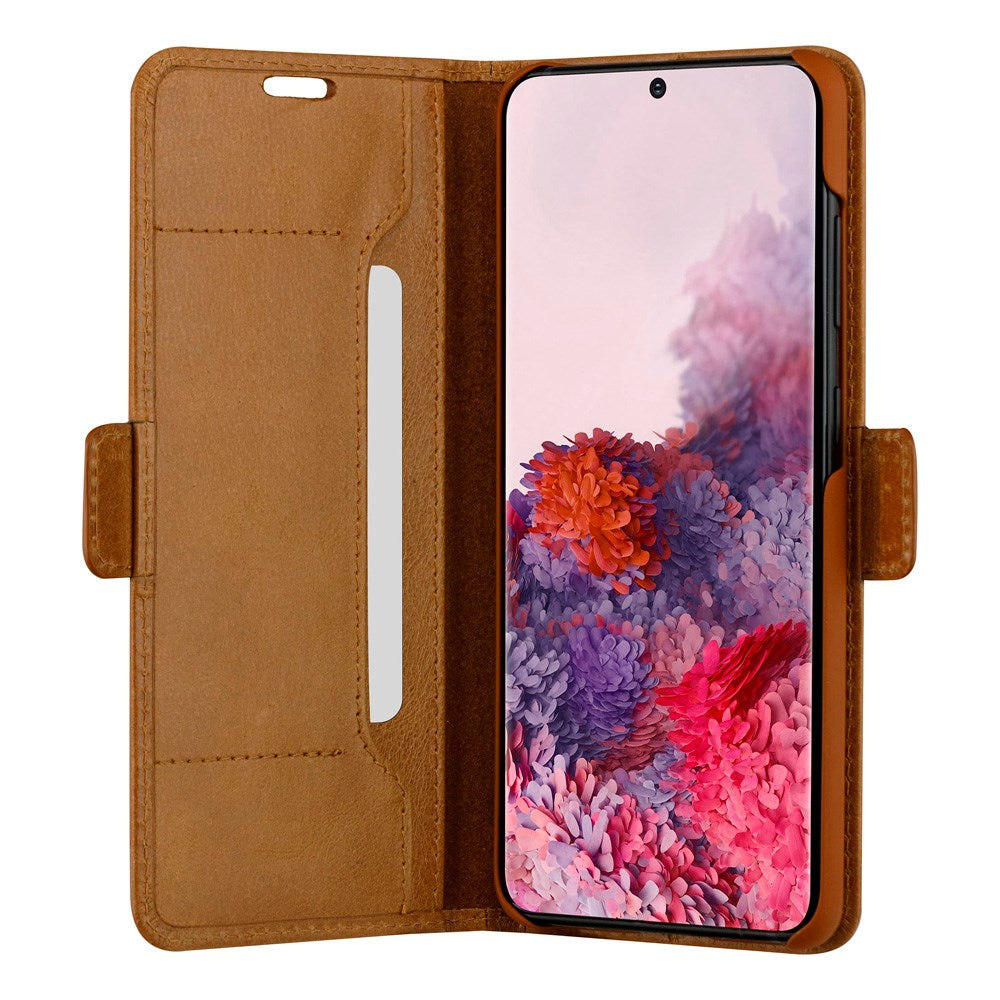Samsung Galaxy S20 dbramante1928 Copenhagen Slim Genuine Leather Flip Case with Wallet - Tan