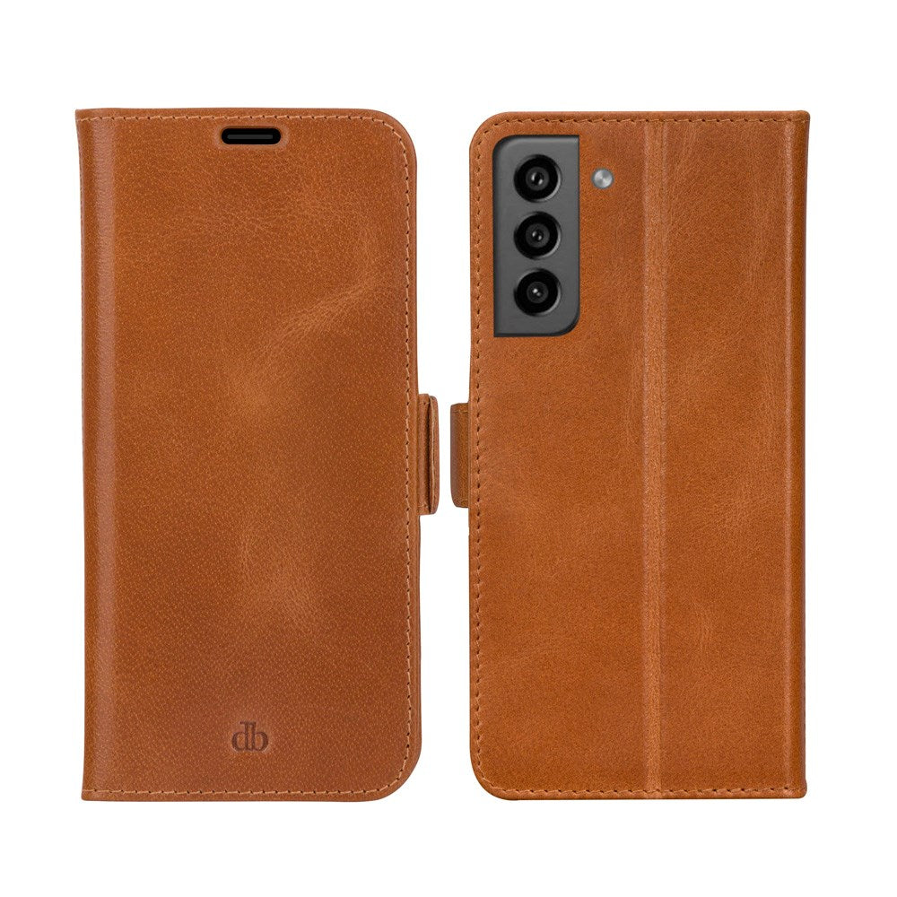 Samsung Galaxy S21 FE dbramante1928 Copenhagen Slim Genuine Leather Flip Case with Wallet - Tan